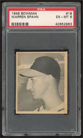 1948 Bowman #18 Warren Spahn RC PSA 6 EXMT