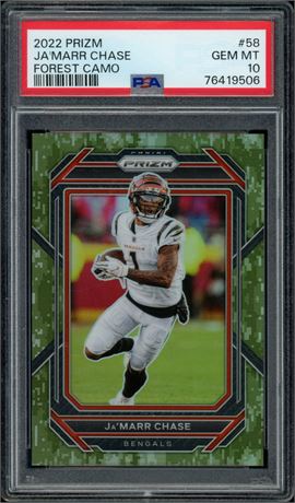 2022 Panini Prizm #58 Ja'Marr Chase Forest Camo 5/15 PSA 10 GEM MINT