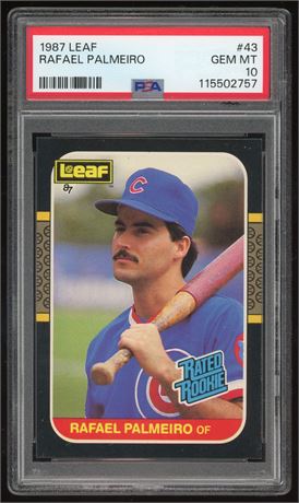 1987 Leaf #43 Rafael Palmeiro Rated Rookie PSA 10 GEM MINT