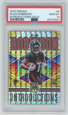 2023 Mosaic #16 Introductions Gold Bijan Robinson RC 2/10 PSA 10 GEM MINT