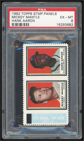 1962 Topps Stamp Panels Mickey Mantle/Hank Aaron PSA 6 EXMT