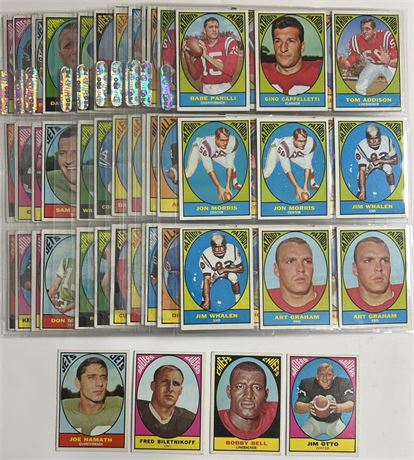 1967 Topps Football Partial Set w/ Namath, Otto, Bell, and Biletnikoff ~EX READ