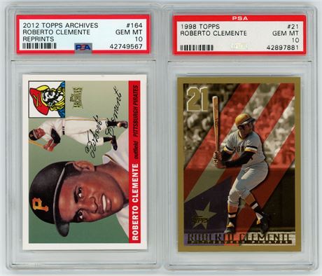 1998-2012 Topps/Topps Archives Roberto Clemente PSA 10 Graded Lot (2)