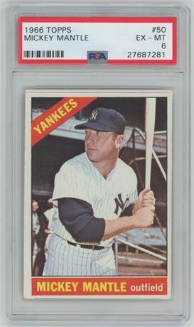 1966 Topps #50 Mickey Mantle PSA 6 EXMT