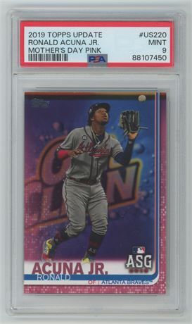 2019 Topps Update Ronald Acuna Jr Mother's Day Pink 31/50 PSA 9 MINT