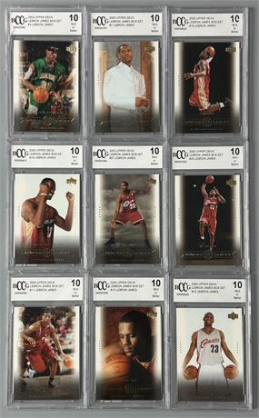 2003 Upper Deck LeBron James Box Set Lot (9) all BCCG 10's