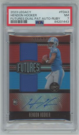 2023 Legacy Hendon Hooker Futures Ruby Dual Patch RC Auto PSA 7 NM