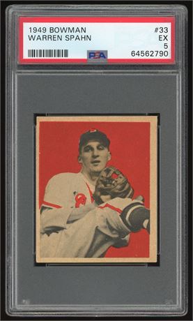 1949 Bowman #33 Warren Spahn PSA 5 EX