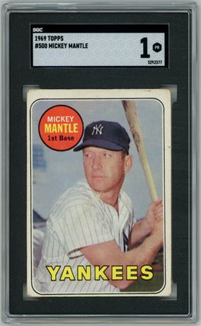 1969 Topps #500 Mickey Mantle SGC 1 POOR