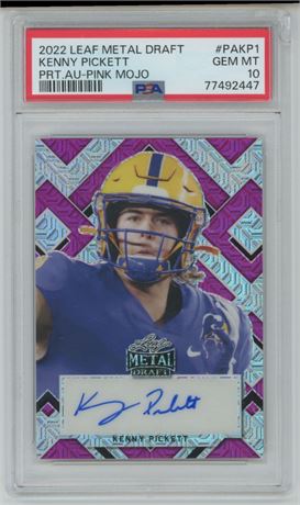 2022 Leaf Metal Draft Pink Mojo Kenny Pickett Auto 3/7 PSA 10 GEM MINT
