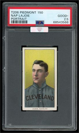 1909-1911 T206 Piedmont 150 Nap Lajoie Portrait PSA 2.5 GOOD+ MBA Silver