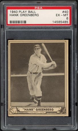 1940 Play Ball #40 Hank Greenberg PSA 6 EXMT
