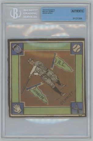 1914 B18 Blankets #21A Ray Demmitt Brown Infield BGS Authentic