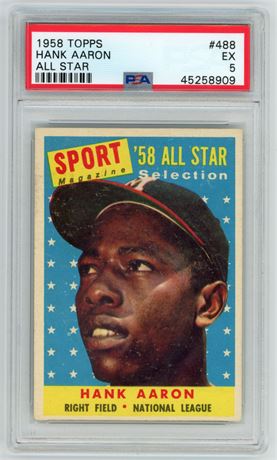 1958 Topps #488 Hank Aaron Hi# All-Star PSA 5 EX