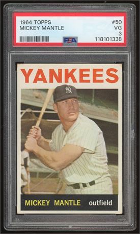 1964 Topps #50 Mickey Mantle PSA 3 VG