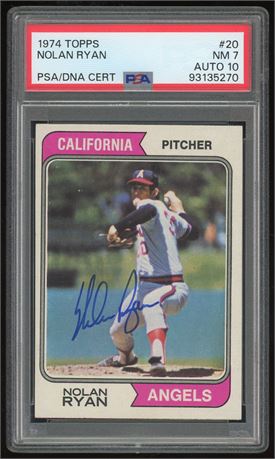 1974 Topps #20 Nolan Ryan PSA 7 NM Auto 10 Pop 19 Only 7 Higher