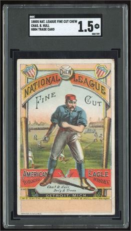 1880s H804 National League Fine Cut Chew Chas B Hull Trade Card