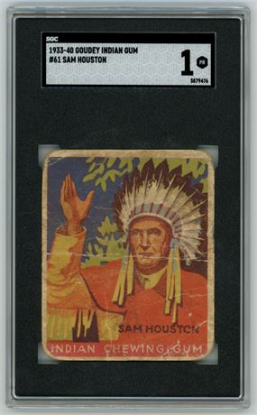 1933 Goudey Indian Gum #61 Sam Houston SGC 1 POOR