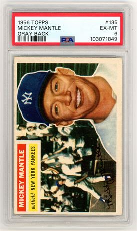 1956 Topps #135 Mickey Mantle Gray Back PSA 6 EXMT