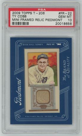 2009 Topps T-206 Ty Cobb Mini Framed Relic Piedmont PSA 10 GEM MINT