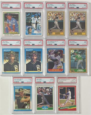 1981-1991 Baseball PSA Graded Lot (11) w/ Brett, Bonds RC, McGwire