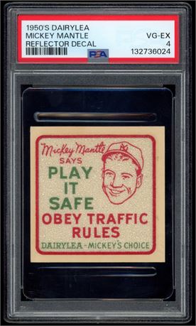 1950's Dairylea Mickey Mantle Reflector Decal PSA 4