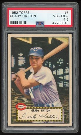 1952 Topps #6 Grady Hatton PSA 4.5 VGEX+ Dead Centered