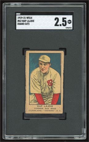 1919-21 W514 #62 Nap Lajoie Hand Cut SGC 2.5 GOOD+