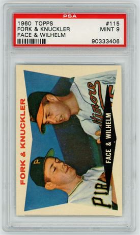 1960 Topps #115 Face & Wilhelm Fork & Knuckler PSA 9 MINT Only 1 Higher