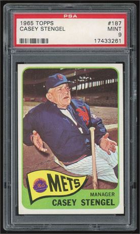 1965 Topps #187 Casey Stengel PSA 9 MINT Only 7 Higher