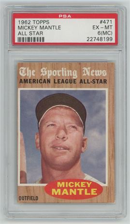 1962 Topps #471 Mickey Mantle All Star PSA 6(MC)