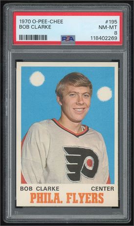 1970 O-Pee-Chee #195 Bob Clarke RC PSA 8 NMMT