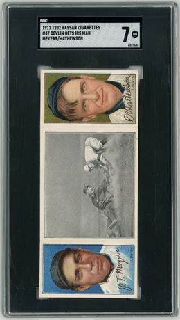 1912 T202 Hassan #47 Meyers/Mathewson Devlin Gets His Man SGC 7 NM READ
