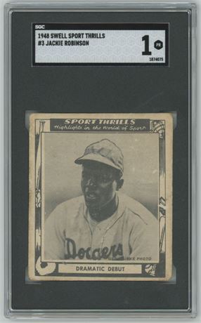 1948 Swell Sport Thrills #3 Jackie Robinson RC SGC 1 POOR