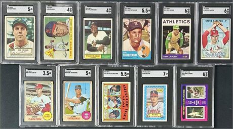 1952-75 SGC Graded Star/HOF Lot (11) w/ Carlton, Yaz, Ryan, McCovey