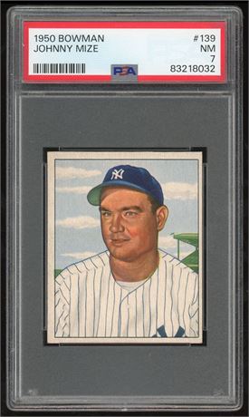 1950 Bowman #139 Johnny Mize PSA 7 NM