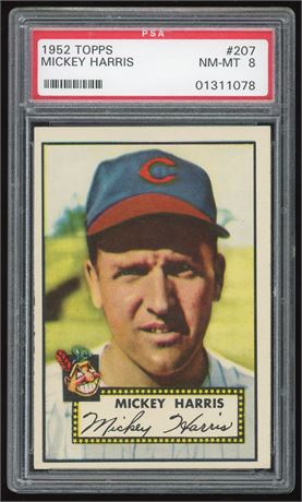 1952 Topps #207 Mickey Harris PSA 8 NMMT Only 17 Higher
