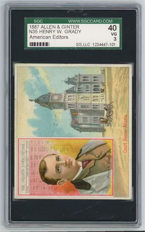 1887 N35 Allen & Ginter Henry W Grady American Editors SGC 3 VG