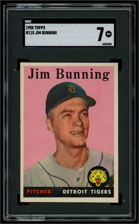 1958 Topps #115 Jim Bunning SGC 7 NM
