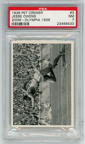 1936 Pet Cremer #3 Jesse Owens RC 200M Olympia 1936 PSA 7 NM