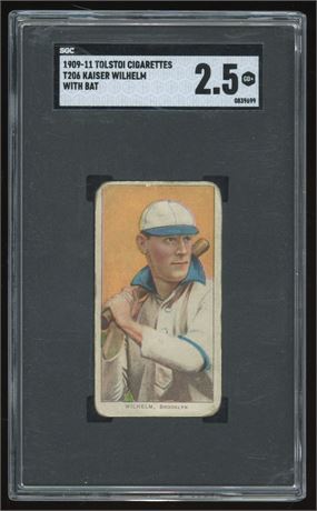 1909-1911 T206 Tolstoi Kaiser Wilhelm With Bat SGC 2.5 GOOD+