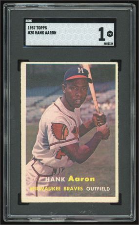 1957 Topps #20 Hank Aaron SGC 1 POOR (Writing on Back)
