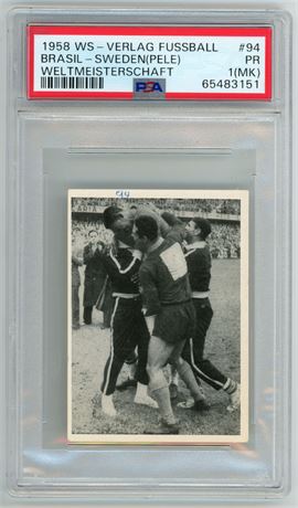 1958 WS Verlag Fussball #94 Brasil Sweden Pele Weltmeisterschaft PSA 1(MK)