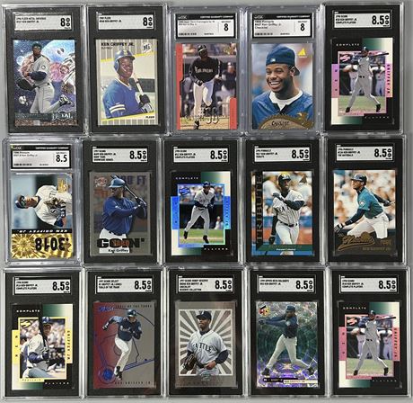 1989-1999 Ken Griffey Jr CGC & SGC NMMT-NMMT+ Graded Lot (15) w/ RC's/Inserts