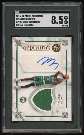 2016 Excalibur #2 Jaylen Brown Apprentice Signature Shield Metal SGC 8.5 NMMT+