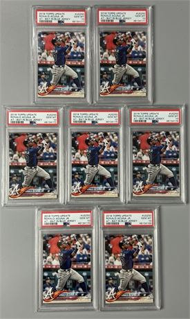 2018 Topps Update Ronald Acuna Jr At-Bat in Blue Jersey PSA 10 Lot (7)