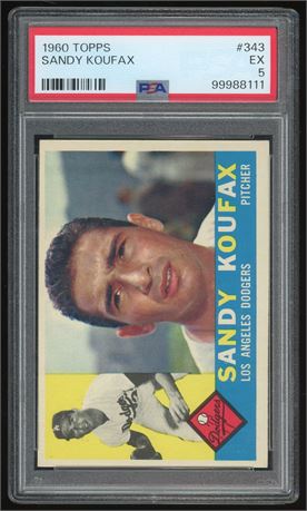 1960 Topps #343 Sandy Koufax PSA 5 EX SHARP Corners