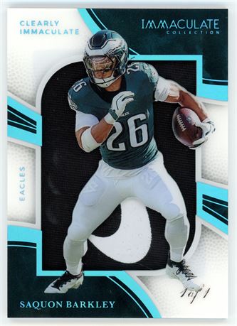 2025 Panini Immaculate 1/1 Saquon Barkley Clearly Immaculate Nike Swoosh Patch