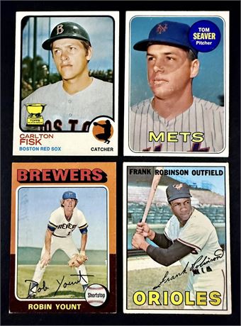 1967-1975 Topps Baseball Stars Lot (4) w/ Seaver, F. Robinson, Yount Poor to EX