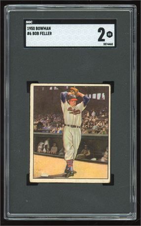 1950 Bowman #6 Bob Feller SGC 2 GOOD